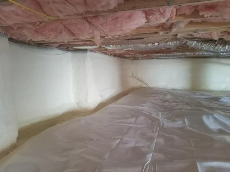 Crawl space encapsulation with closed-cell spray foam for Roof Waterproofing in Pembroke